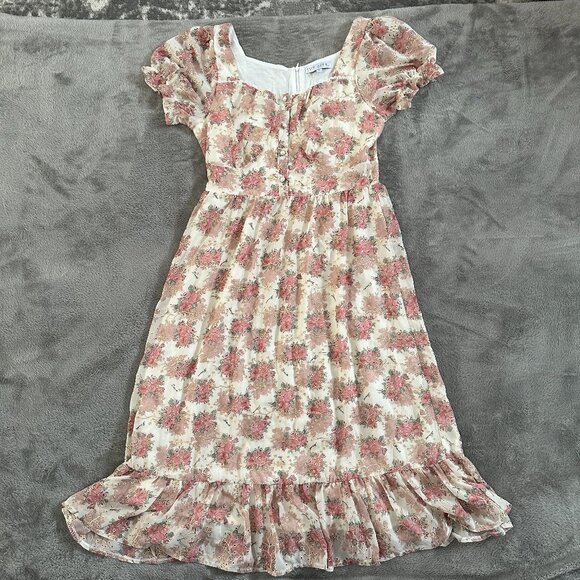 Ivy City Co Cottage Floral Midi Dress Women's size LARGE - Picture 1 of 7
